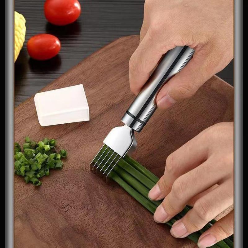 Stainless Steel Shred Silk The Knife Vegetable Garlic Cutter Food Speedy Chopper Green Onion Cutter Portable Kitchen Tool