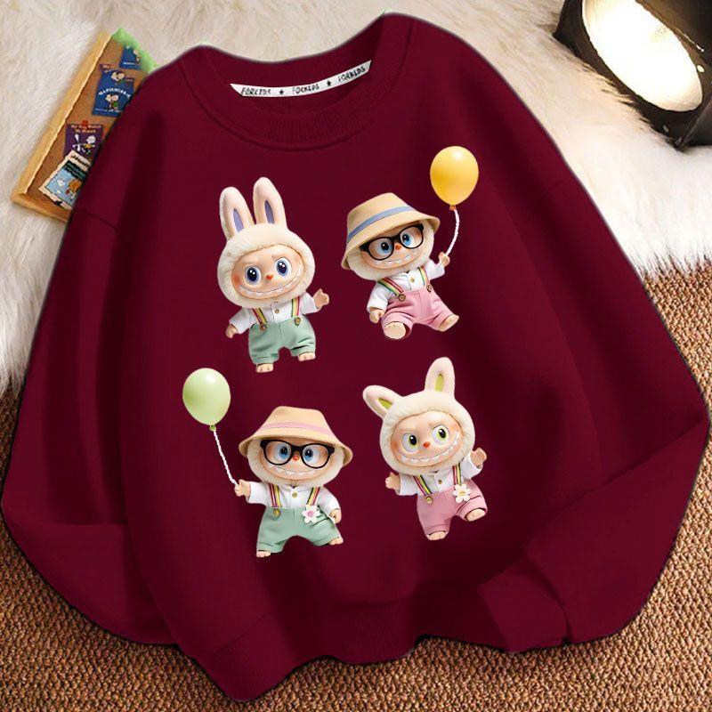 Loose Round-neck Hoodies for Children, Long-sleeved and Cute Round-neck Coats for Boys and Girls In Spring, Autumn and Winter