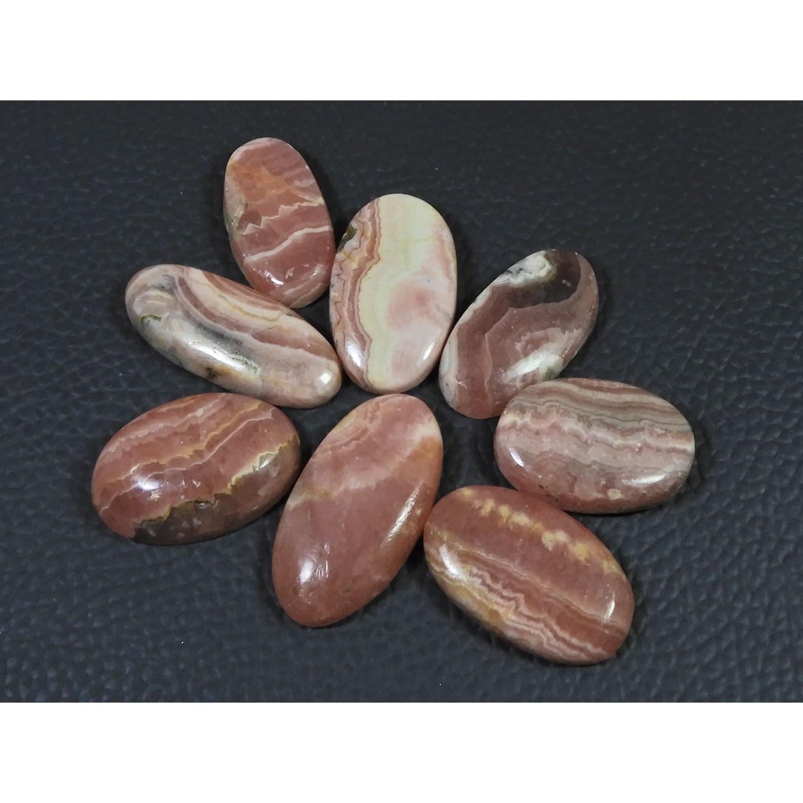 190Cts. Natural Pink Rhodochrosite Oval Cabochon Loose Gemstone 08Pcs Lot C-2318