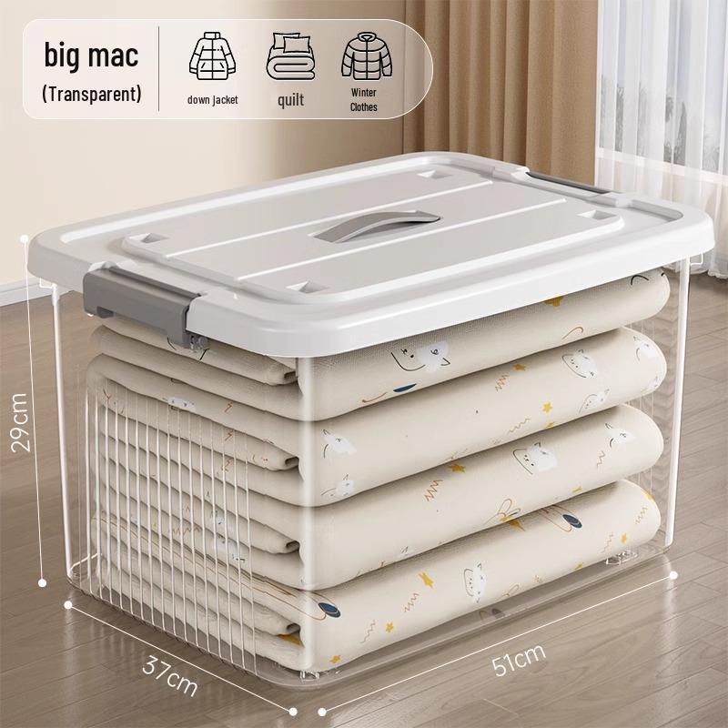Large Transparent Plastic Storage Box for Clothes, Snacks, Books, and Toys