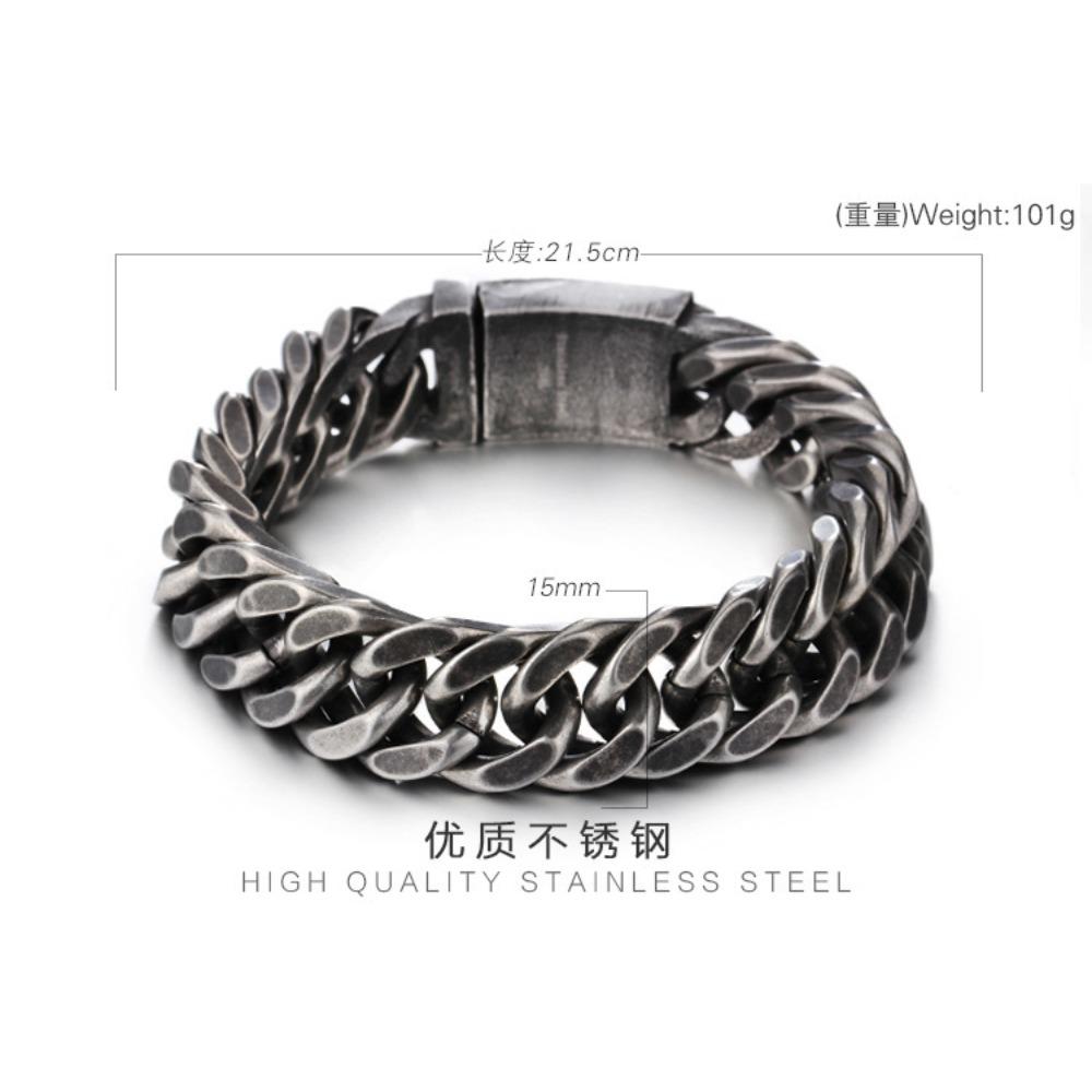 European and American Simple Electroplated Gold Four-sided Ground Titanium Steel Men's Bracelet