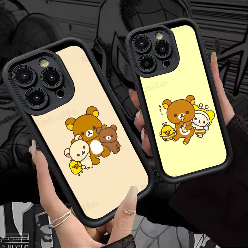 Cartoon Rilakkuma Bear Phone Case For iPhone 17 16 15 14 13 12 11 Air Plus Pro Max Soft Back Cover