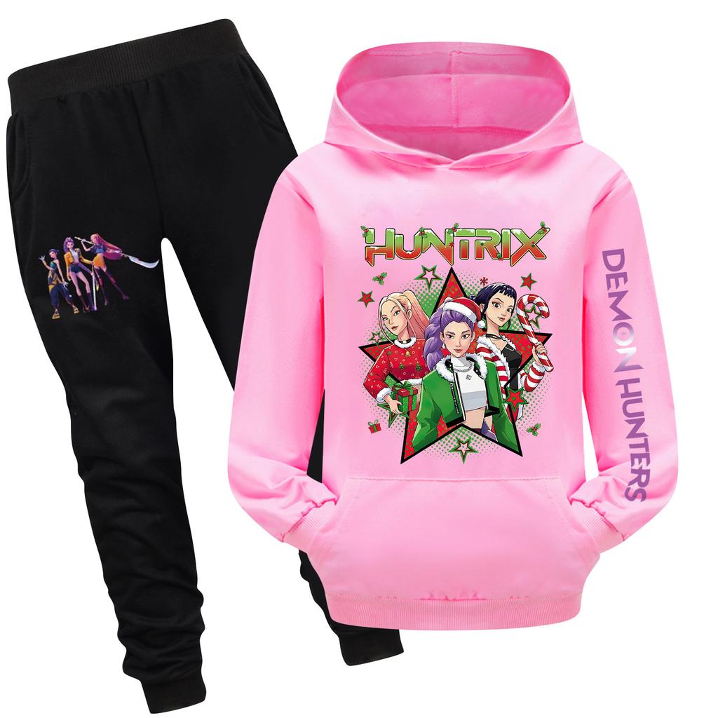 Children's Hooded Top And Pants Two-piece Tracksuit Set Long-sleeved Printed Sweatshirt Set