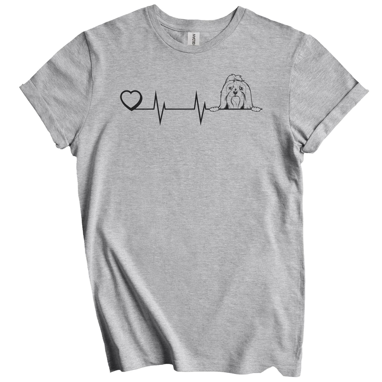 Heart Heartbeat Line Chart Maltese Dog Breed T-Shirt M