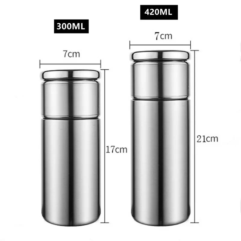 300/420ml Tea Separation Insulated Bottle, 304 Stainless Steel Vacuum Flask, Leak-Proof Tea Infuser Thermos for Office