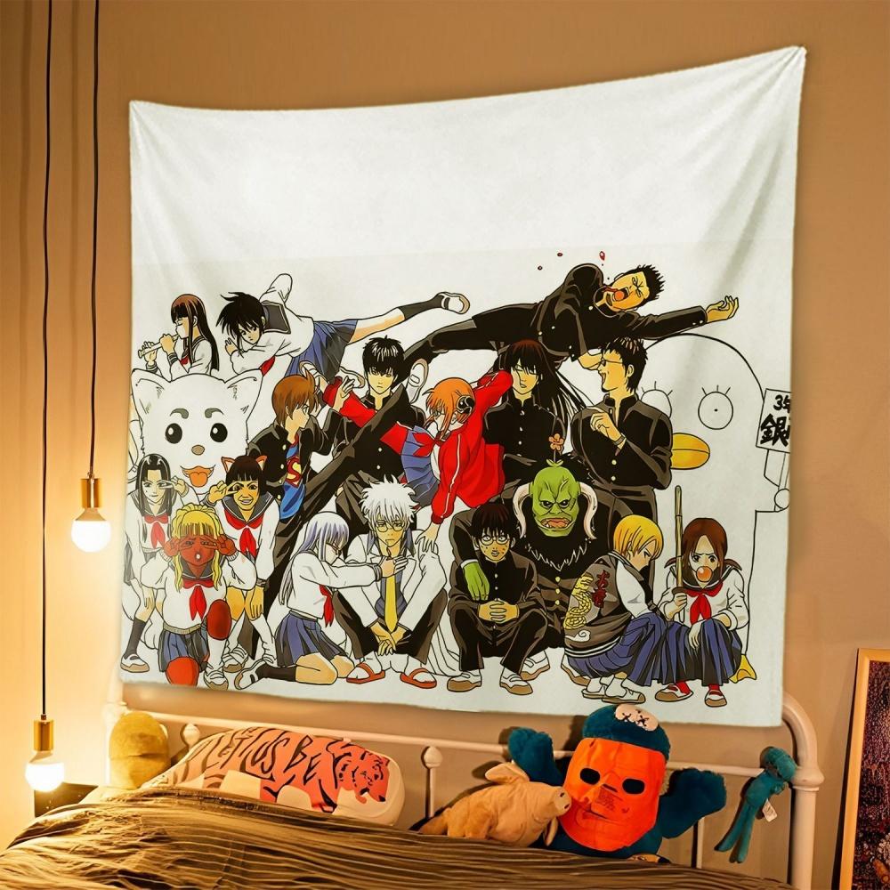 1pc Japanese Anime Tapestry GINTAMA Background Cloth Student Dormitory Bedside Bedroom Decoration Hanging Rental House Tapestry