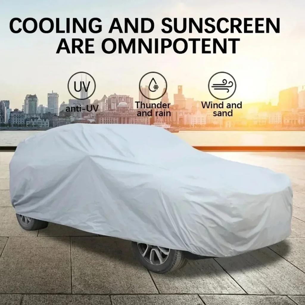 Universal SUV/Sedan Full Car Covers Outdoor Waterproof Sun Rain Snow Dust Resistant Protection UV Car silver Car Case Cover S-XL