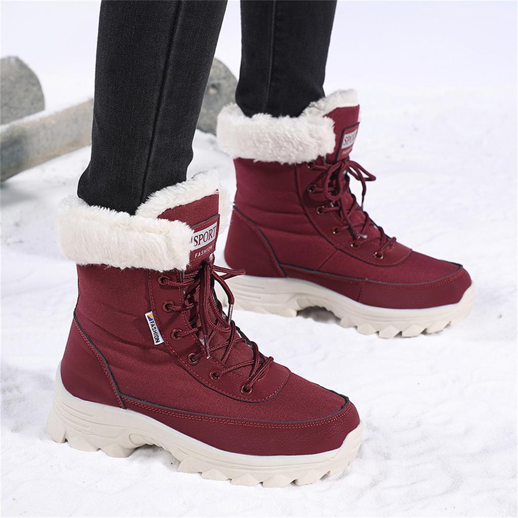 TUINANLE Dames varme bomullssko snøstøvler vinter ankelstøvletter sklisikre korte støvletter