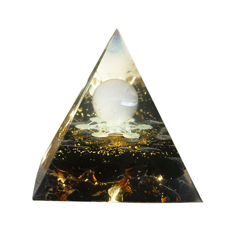 

Оргонитовая пирамида ручной работы 6 см символизирует удачный цитрин, пирамида, преобразователь энергии для богатства и процветания, декор из смолы 1pc