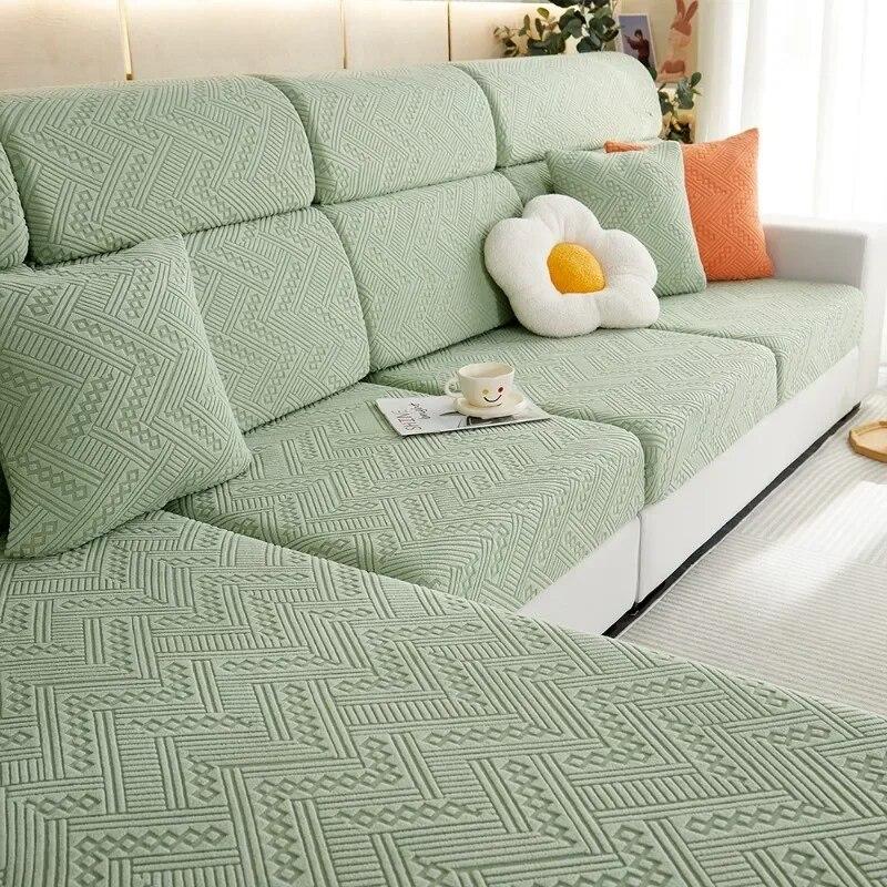 Luxury Jacquard Sofa Seat Cushion Cover Solid Elastic Sofa Cover Anti-dust Furniture Protector Living Room Sectional Couch Cover