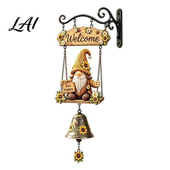 Gnomo da Giardino Rustico Campanello Campanello Gnomi Grandi Benvenuti Campanello a Sospensione Decorazione Fantasiosa per Portico Anteriore Patio Recinzione Casa di Campagna Regalo Mamma Nonna Campagna