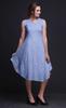 Bimba Blue Clover Leaves Floral Printed Ladies Sleeveless Round Neck Summer Dress Casual