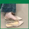 Fashion Womens Pu Flat Sandals With Pointed Tips And Solid Color Design For Summer Casual Comfort