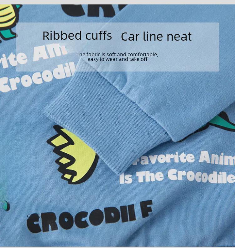 Fashionable Crocodile Cartoon Kids' Pullover: Round Neck Sweatshirt for Boys - Autumn 2025 Collection