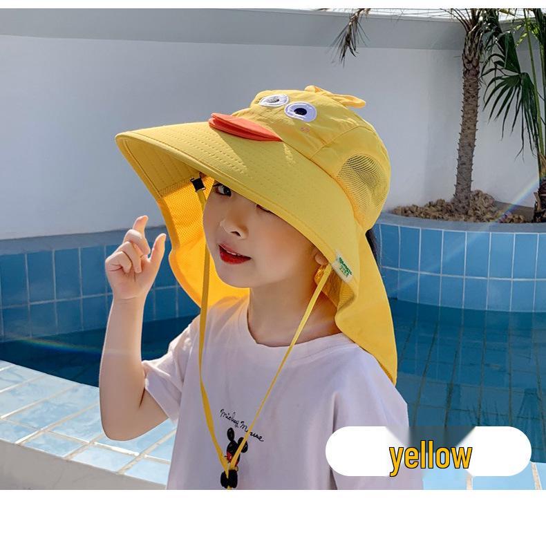 Cartoon Kinder Sonnenhut im koreanischen Stil mit breiter Krempe und Nackenschutz