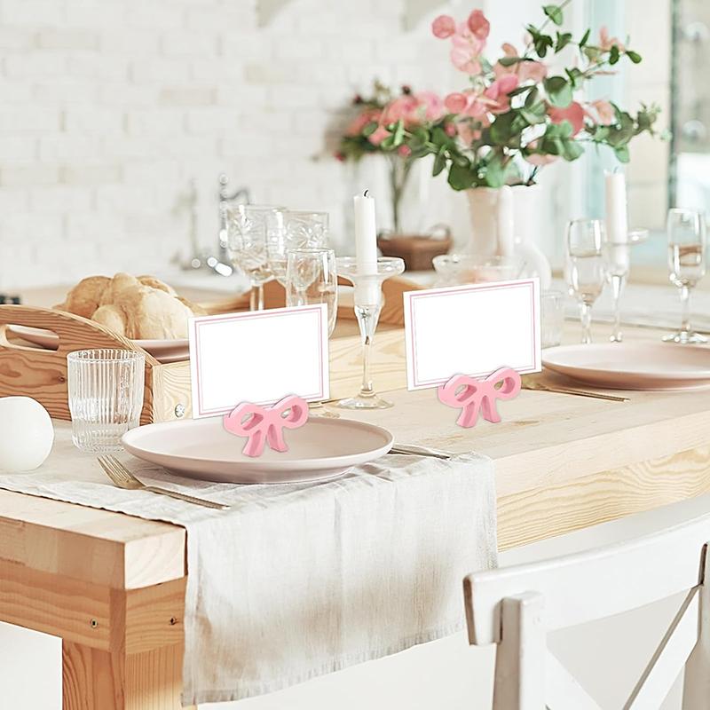 WTEMPO Wedding Valentine's Day Sweet Bow Shaped Design Place Card Holders Bowknot Table Seat Number Holders Cute Name Card Display Stands