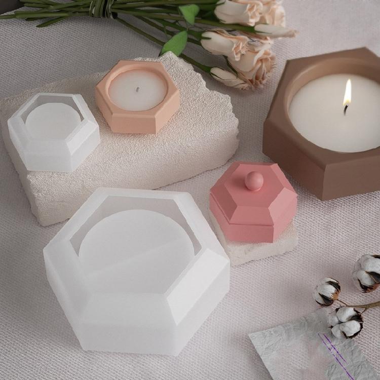 Hexagonal Storage Container Moulds Silicone Material DIY Candle Cup Moulds