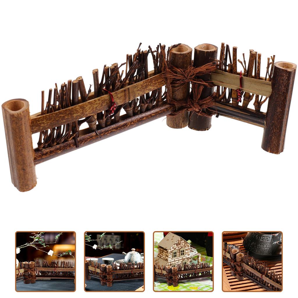 Mini Bamboo Fence Decor Micro Landscape Woven Fence Garden Landscaping Ornament Bonsai Screen Handcraft Accessory