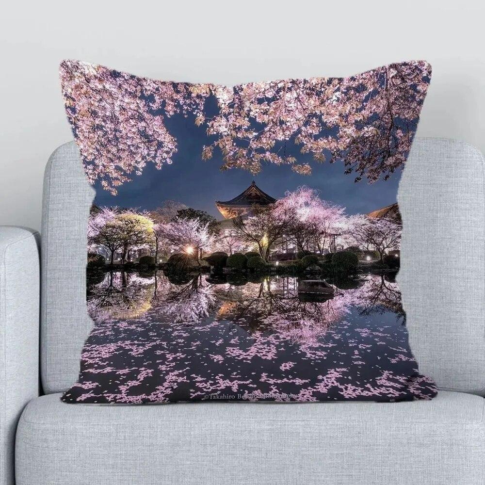 Office Living Room Sofa Cushion Cover Luxury Home Decor Pillow Cover Japanese Sakura Decorative Cushion Cover