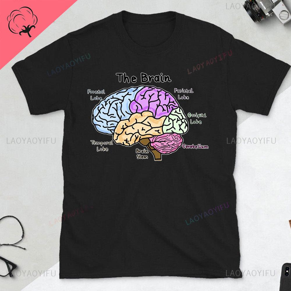 Funny Part of The Brain Color Chart High Quality Tshirt Neurology Print Harajuku Unisex Summer Short Sleeve Gift Tshirt Tops