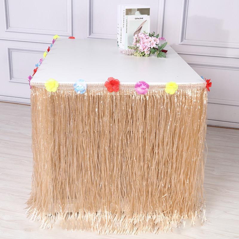 Hawaiian Straw Table Skirt for Party Decoration, 275cm x 75cm