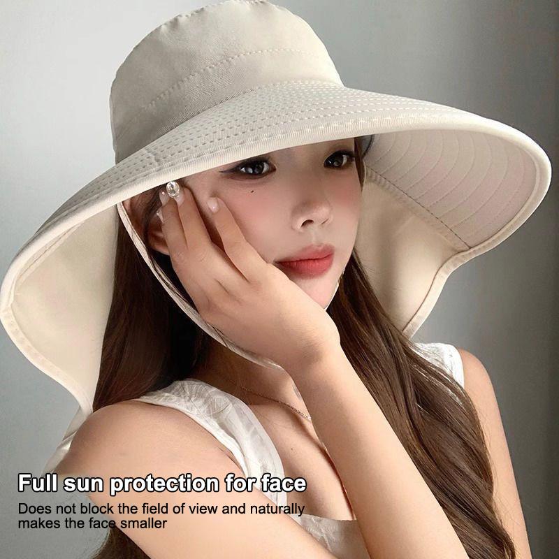 Shawl Sunscreen Cap Ponytail Travel Fisherman Hat Wide Brim Sun Hat With Neck Flap Outdoor Uv Anti Neck Protection Sun Visors