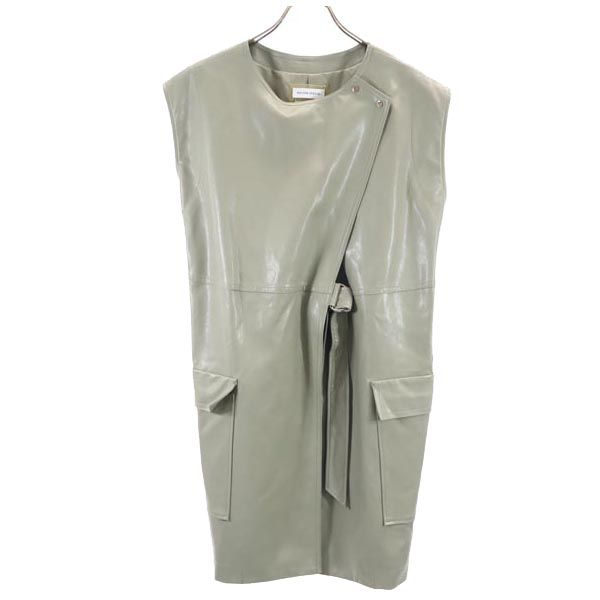 MAISON SPECIAL No Sleeve Faux Leather Jacket FREE Gray Women Used