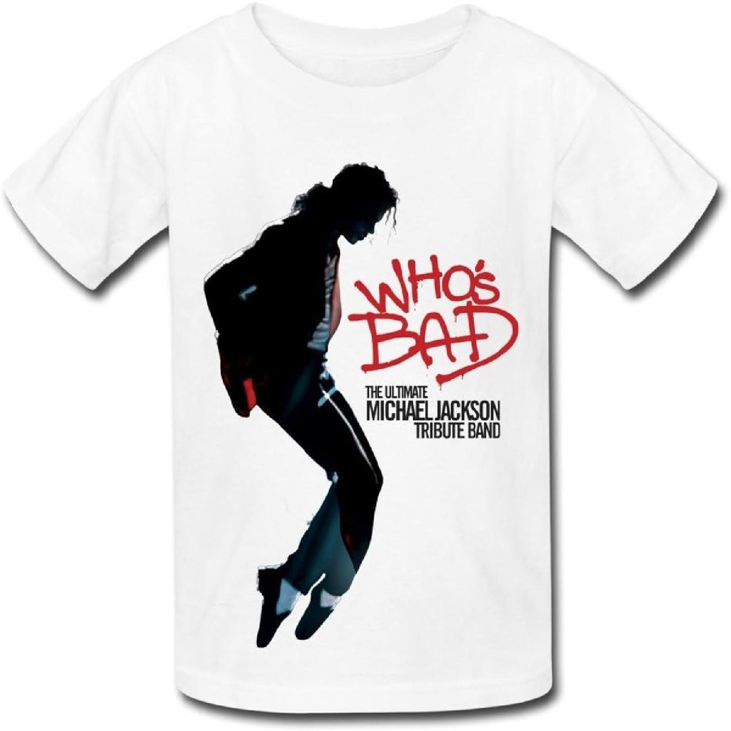 QM Ultimate Michael Jackson Tribute Band Who s Bad Футболка для мальчиков и девочек Белая S белый