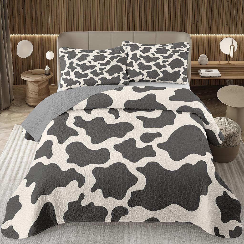 Cute Milk Cow Bedspread Set Twin Queen King Size Farm Animal Print Quilt Set Farmhouse Coverlet Set For Boys Teen Bedroom Decor