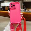 INS Crossbody Necklace Lanyard Soft Silicone Holder Case For iPhone 16 14 11 12 13 15 Pro Max XS X XR 8 7 Plus Solid Color Cover