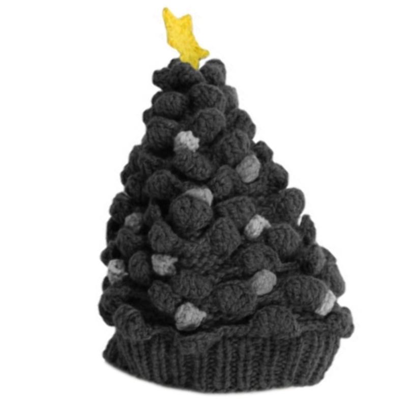 Knitted Christmas Tree Hat Keeping Warm Head Hat Decorations Supplies for Holiday Birthday New Year Party Decorations