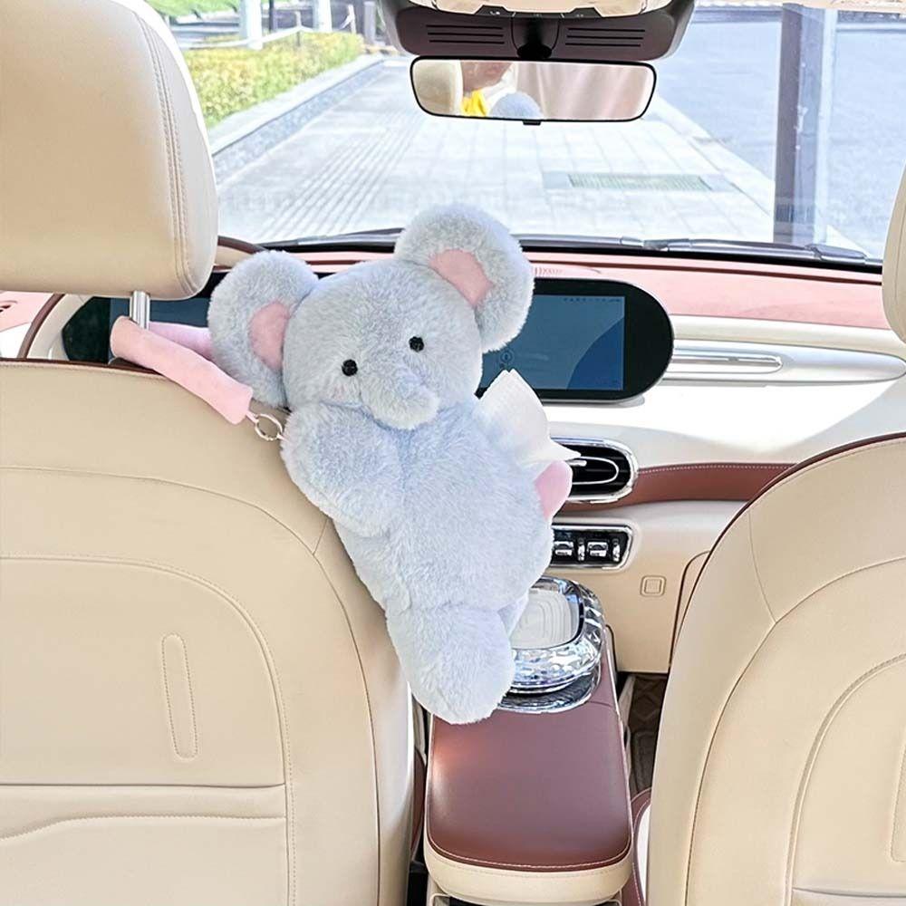 Animal Shape Elephant Car Seat Tissue Box Soft Wall Hanging Napkin Dispenser  Auto Accessories