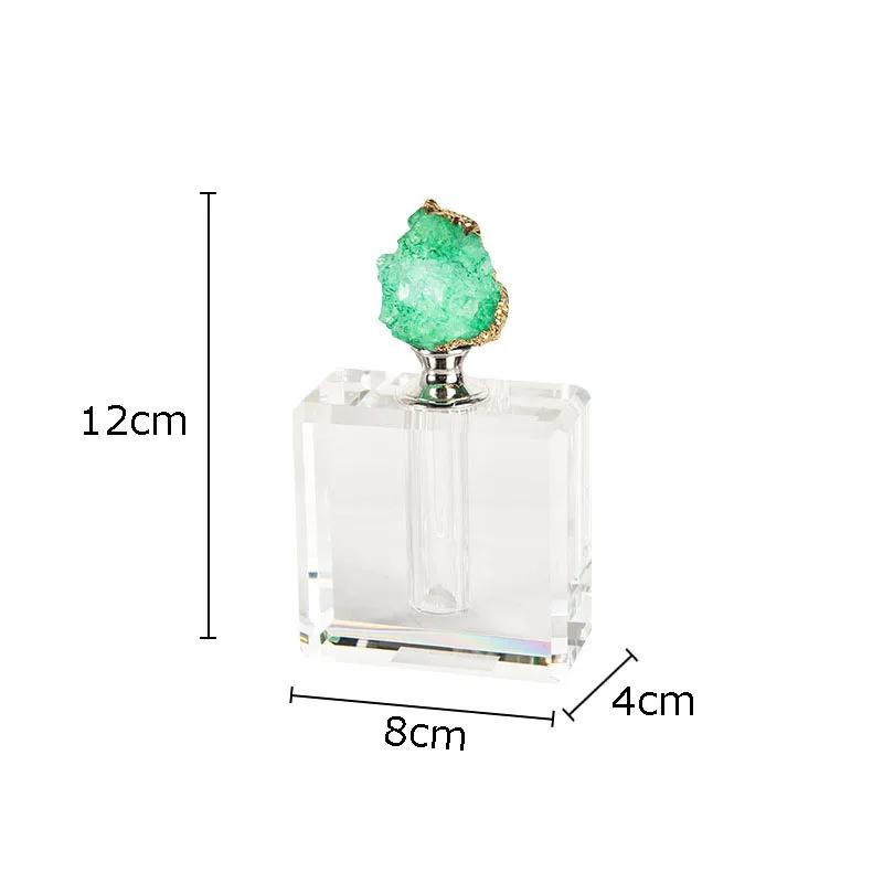 Colorful Agate Perfume Bottle Gold-plated Agate Stone Aromatherapy Essential Oil Containers Creative Crystal Crafts Scent Bottle