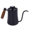 600ML Kaffebryggningskanna 304 Rostfritt Stål Vattenkanna med Temperaturmätare Trähandtag Lång