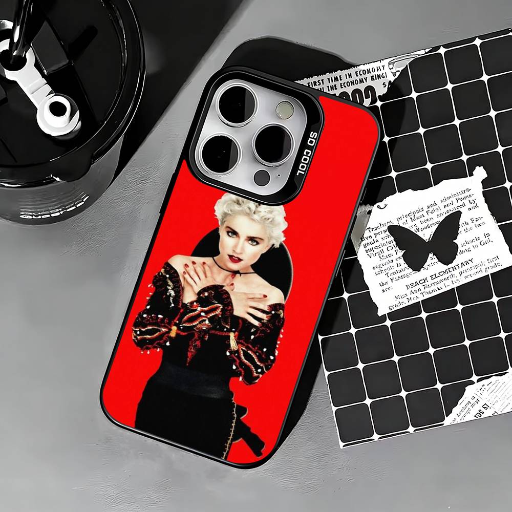 Sängerin M-Madonna Handyhülle Für iPhone 17,16,15,14,13,12,11 Plus,Pro Max,XS,Farbige silberne Handyhülle