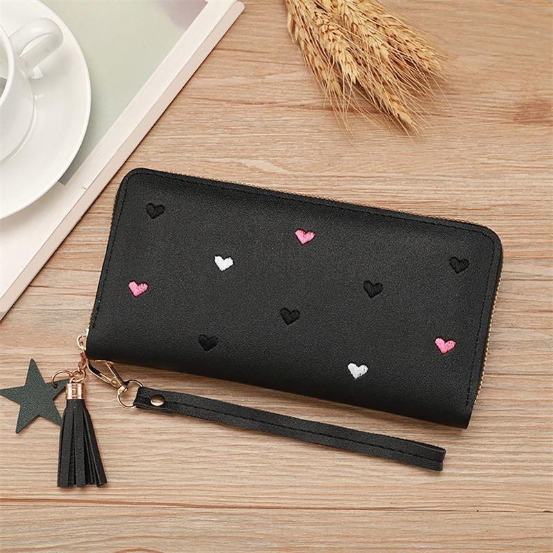 Portafogli lunghi da donna Portafogli di lusso con cuore d'amore per donna Porta carte con tasca per soldi Portafogli femminili Pochette per telefono