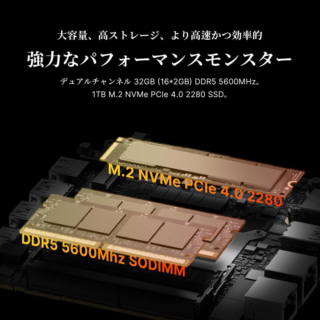 BOSGAME Mini PC Ryzen 7 7840HS 32GB DDR5 5600Mhz 1TB NVMe PCIe SSD Mini PC Windows 11 Radeon 780M RYZEN AI Engine 6E HDMI DP Dual LAN VC Vapor Chamber