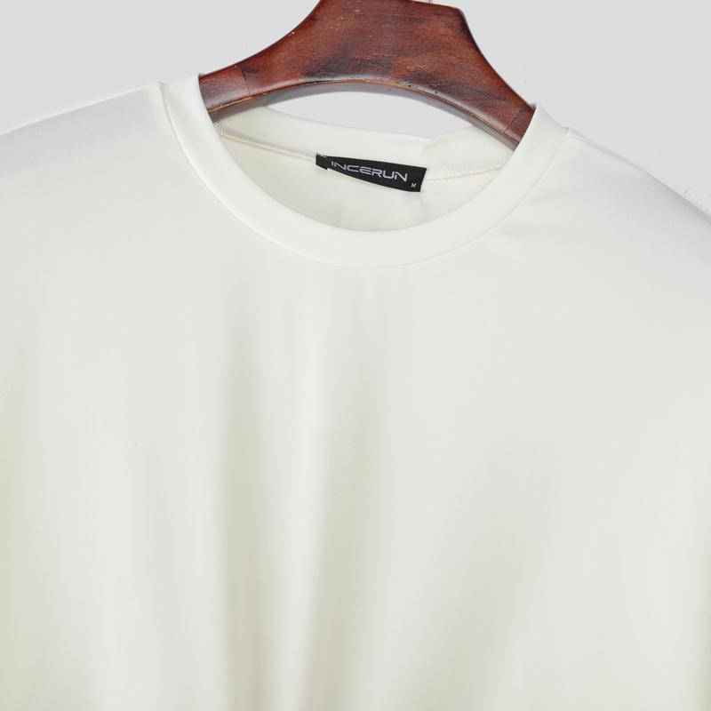 INCERUN Men Cutcut Long Sleeve Bandage Cropped Pullover Tops