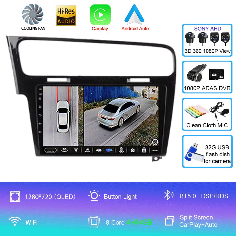 For Volkswagen VW Golf 7 MK7 GTI 2011 - 2021 Car Radio carplay screen HD Multimedia Android 14 GPS Stereo New Video Player