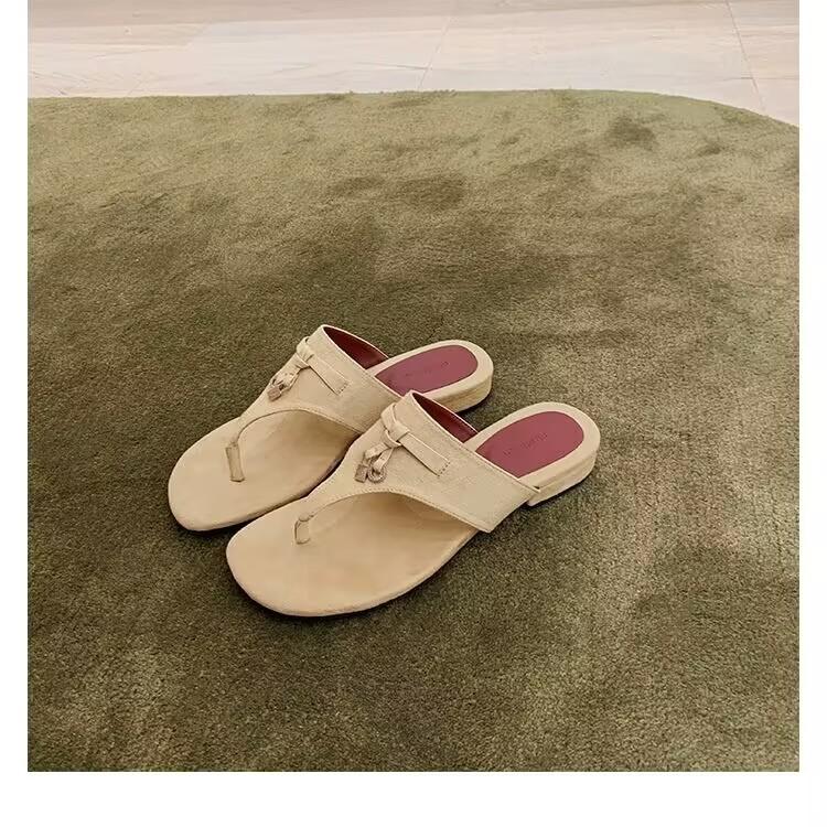 Grape Mother Studiolee Southern France Midsummer French Temperament with Tassel Outer Wear Low Heels Cool Slippers Women's Summer Outer Wear