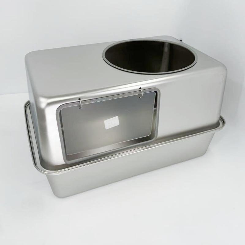 Stainless Steel Cat Sandbox Large Pet Cat Litter Box Anti-splash Cat Toilet Safety Durable Kitten Litterbox Kittens Pets Product