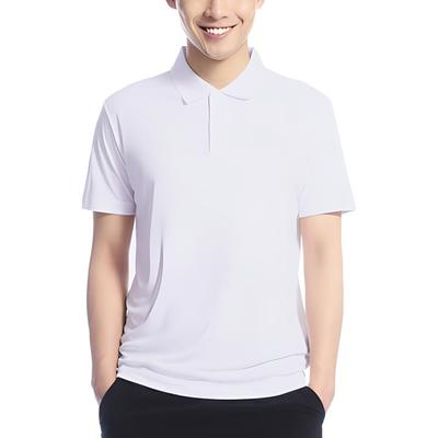 Série Estilo de Vida Esportivo Li Ning Camisa Polo Manga Curta Respirável Confortável Simples para Homens Camisas Polo Padrão-Branco APLU861-1