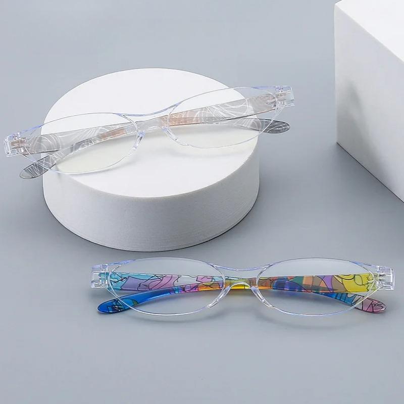 Fashion Transparent Frame Flower Legs Cat-Eye Anti Blue Light Reading Glasses Men Women FULL Frame High Definition Presbyopia Eyeglasses