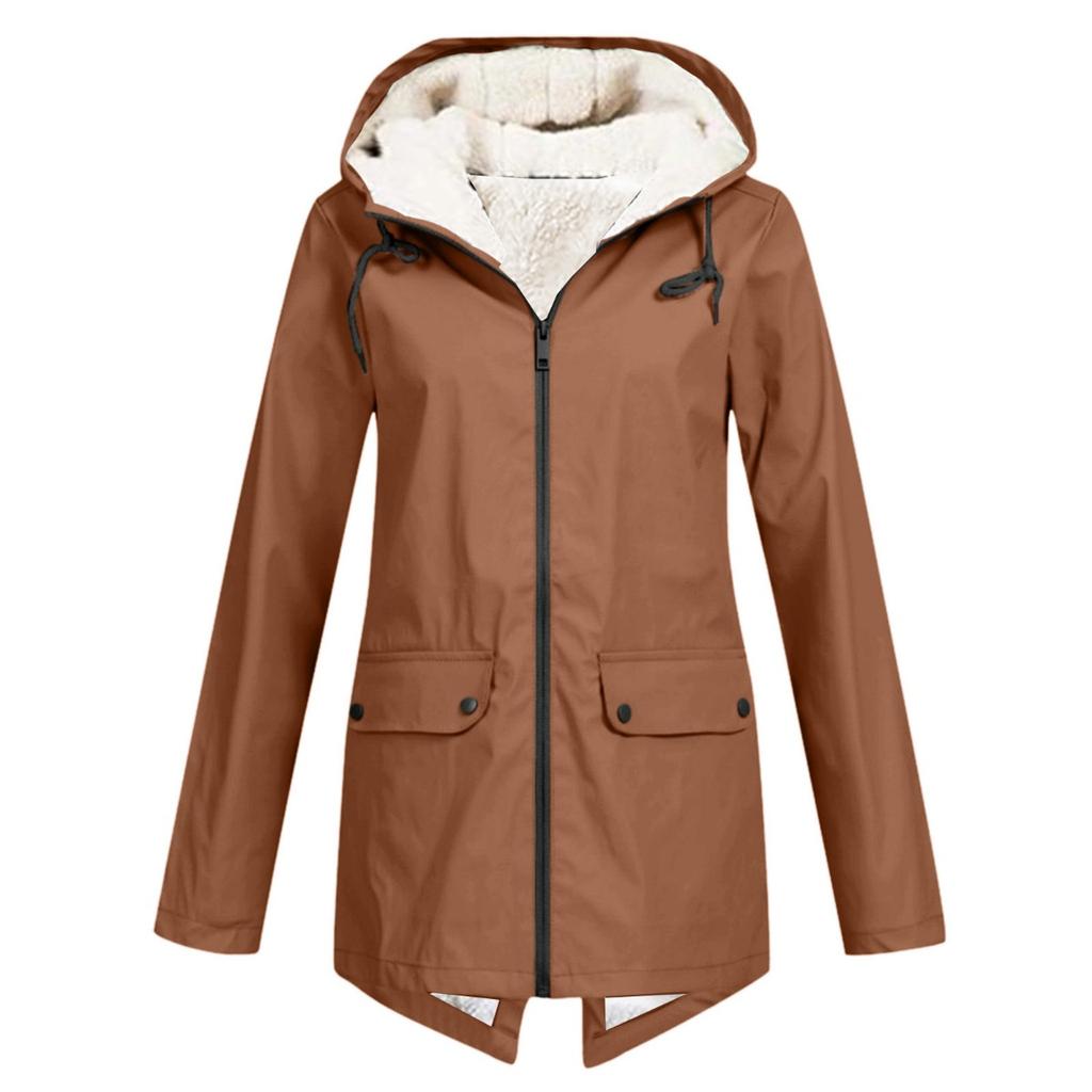 New Arrival Fleece Lined Hooded Windbreaker, Waterproof Windproof Outdoor Jacket for Autumn Winter, European American Style