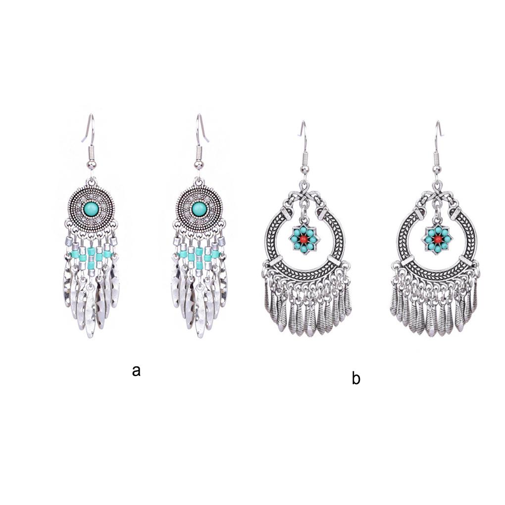 2pcs Ethnic Style Earring Beautiful Dress Decoration Vintage Fashion Accessory Women Pendant Ear Drop Hanging Decor