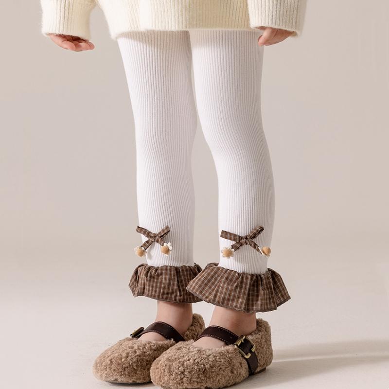 Baby Mädchen Leggings Strumpfhosen Baby Strumpfhose Kind Kleinkind Lotusblatt Spitze Hose Baumwollstrick Hose Für Kind Säugling Legging Winter