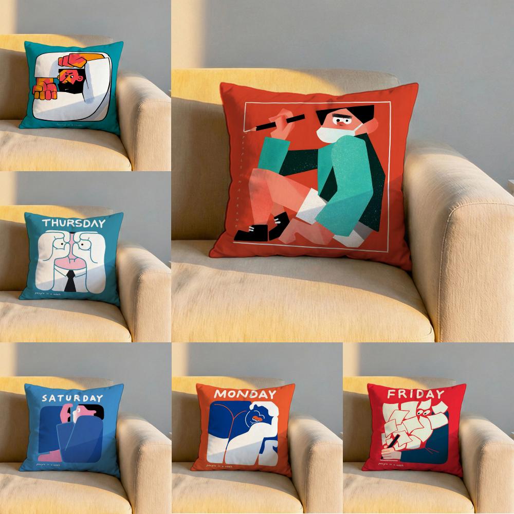 People Living In a Frame Cushion Cover Soft Reversible Durable Pillow Cover MultiScene Use for Home Car Daily Comfort