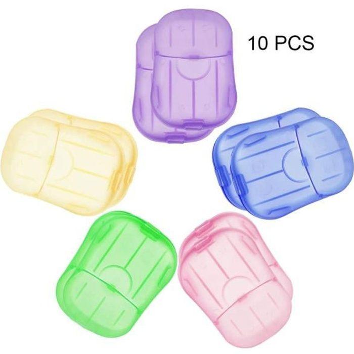 Feuilles de Savon Jetables, 10x Boîtes à Savon Portable pour Quotidienne, Randonnée, Voyage, Autres Activités en Plein Air - 200pcs