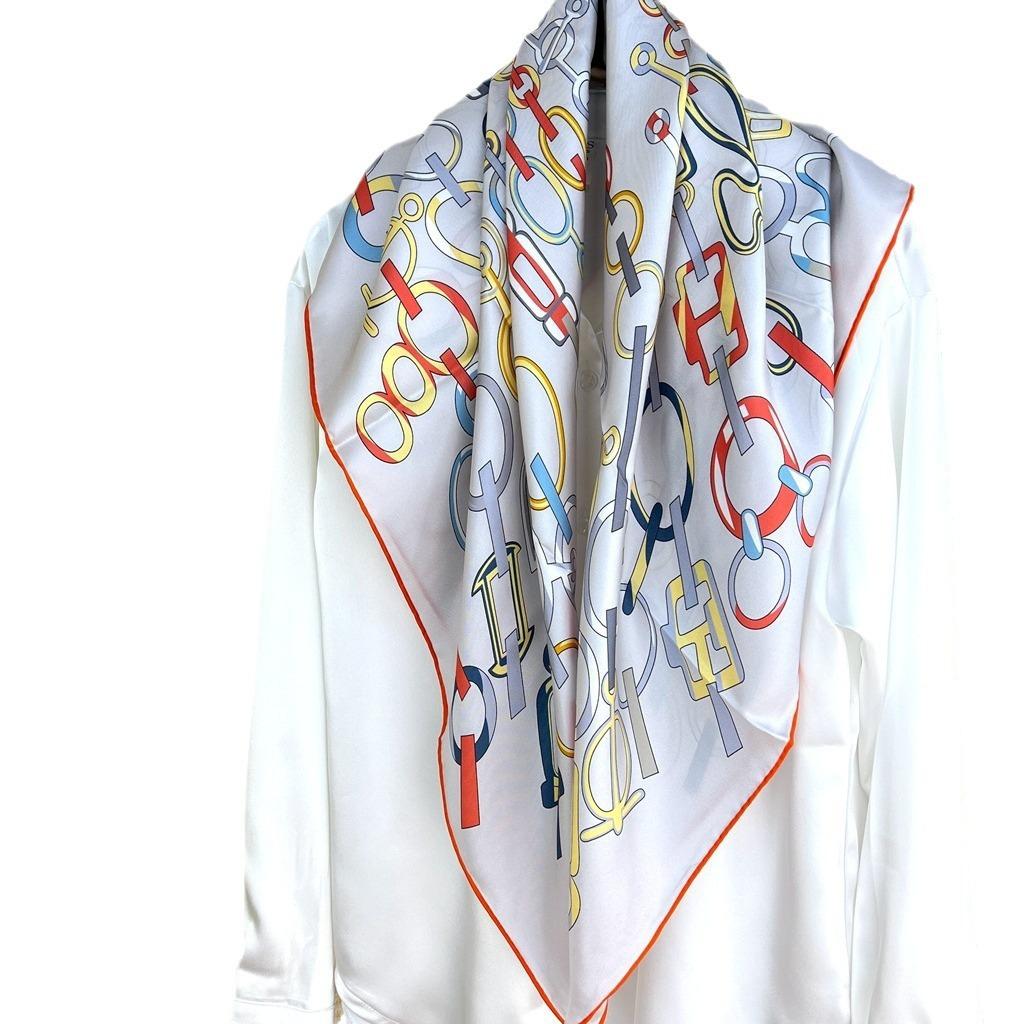 Chain 14 Mmi Twill Silk Scarf Women'S 90 Square Scarf Mulberry Silk Printing Air Conditioner Spring And Autumn Shawl Scarf