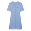 2025 Summer Women's Fashion: Round Neck, Short Sleeve, Front Button Knitted Dress